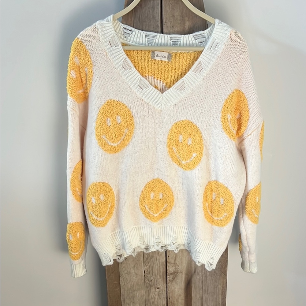Smiley Face Distressed Sweater Altar’d State